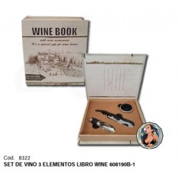 SET DE VINO 3 ELEMENTOS LIBRO WINE