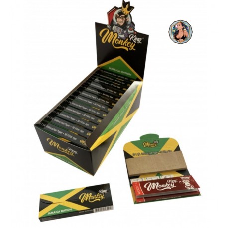 MONKEY KING - JAMAICA UNBLEACHED PACK PAPEL 1 1/4 + TIPS x 50 - CAJA X 24