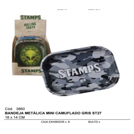STAMPS - BANDEJA METALICA MINI CAMUFLADO GRIS - 18x14CM